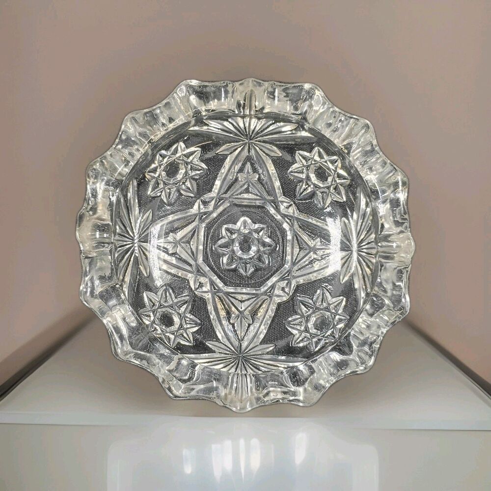 HTF Early American PresCut ashtray 5" EAPC 10 pt Star Of David ANCHOR HOCKING